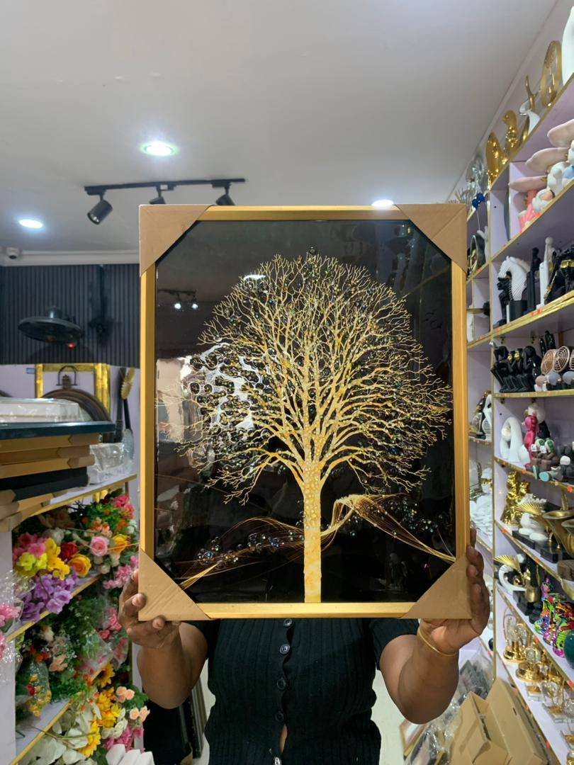 Gold tree framed wall art